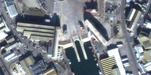 Los dombunker para U-Boot Scorff en la península de Keroman en los mapas de Turismo Google